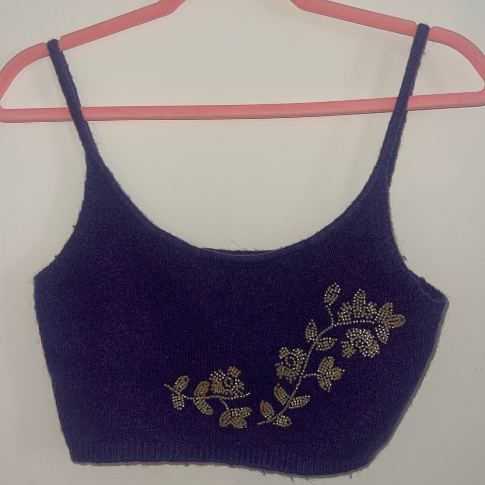 Zara fuzzy crop top with sequins
